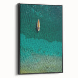 Black and white framed canvas of Saint Lucia landscape, ideal for bedroom wall art in a vintage poster style.