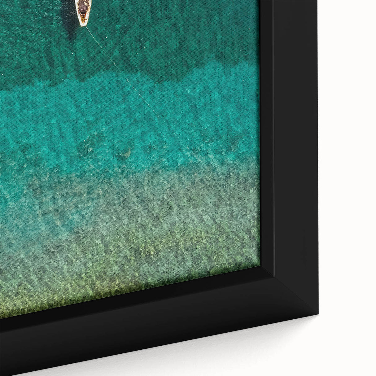 Extra large framed canvas featuring a textured, colorful depiction of the Saint Lucia coastline, ideal for living room decor.