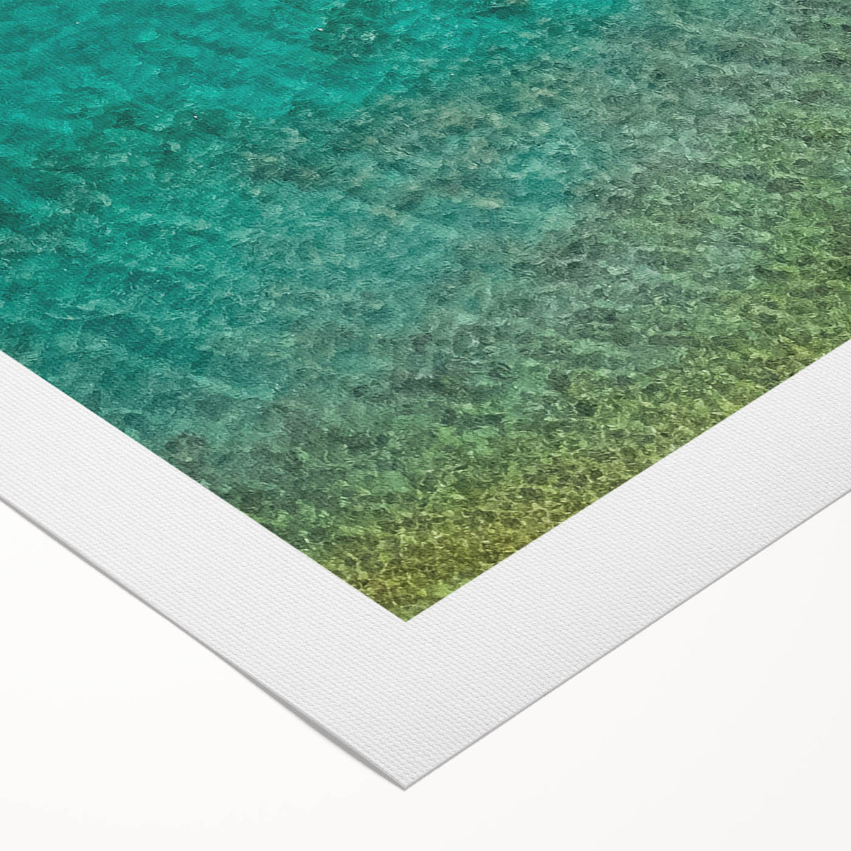 Art deco poster of Saint Lucia with muted blue and green hues on rolled canvas, suitable for dining room decor.