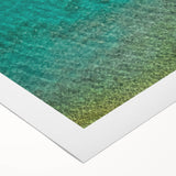 Art deco poster of Saint Lucia with muted blue and green hues on rolled canvas, suitable for dining room decor.