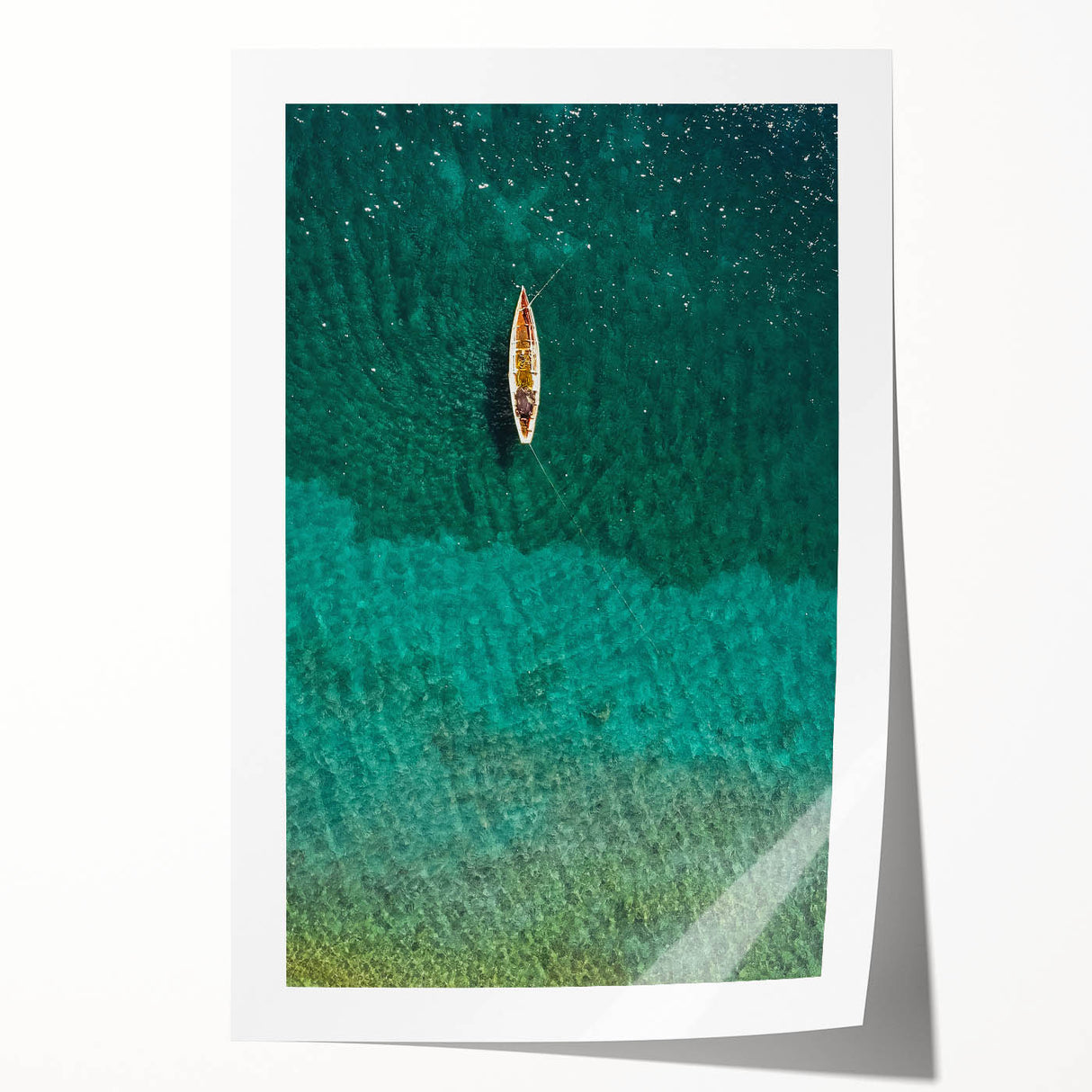 Extra large rolled print depicting a vibrant Saint Lucia scenery, ideal for art wall dining room.