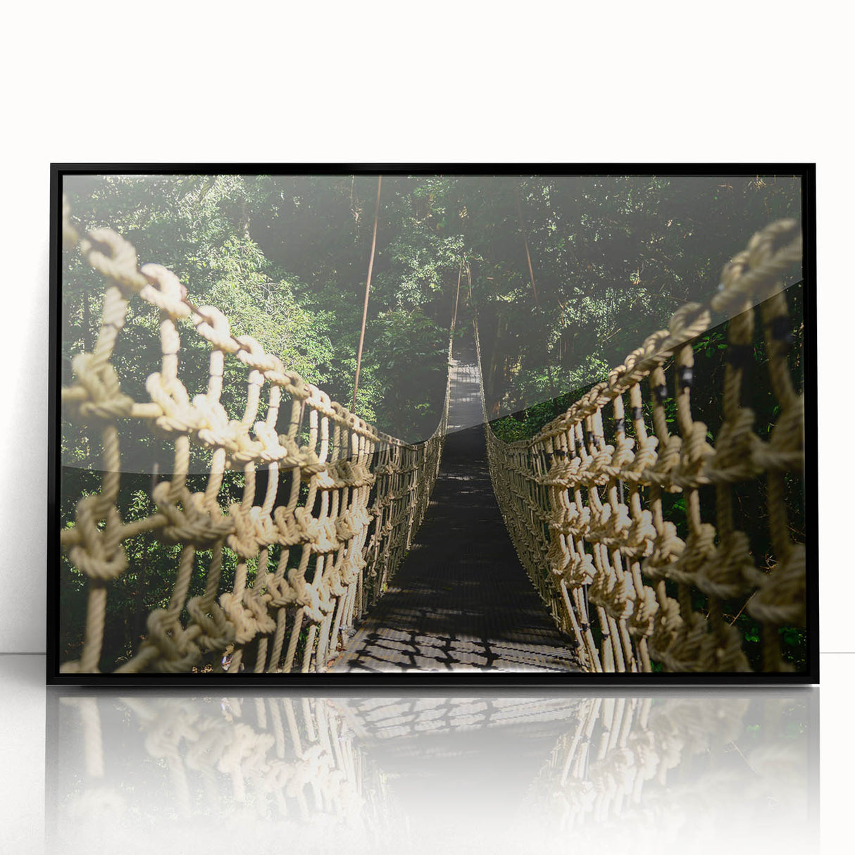 Large abstract wall art depicting a Belizean landscape in muted earth tones on a framed acrylic.
