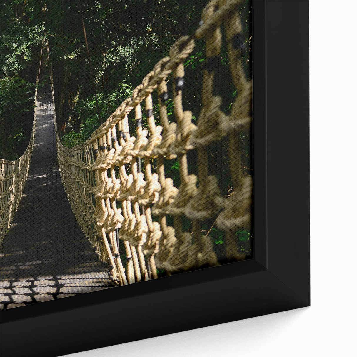 Extra large framed canvas featuring a textured black wall art with colorful Central American scenery.