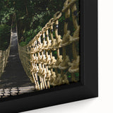 Extra large framed canvas featuring a textured black wall art with colorful Central American scenery.