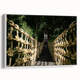 Vintage poster art of a Central American scenery on a white-framed canvas, featuring vibrant colors.