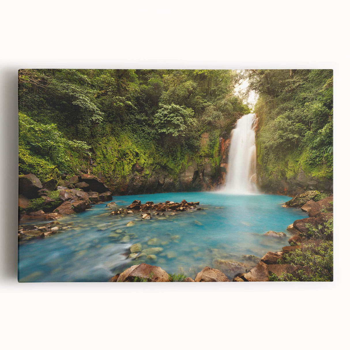 Black and white photograph of a Costa Rican landscape on stretched canvas, ideal for kitchen wall art.