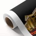 Art deco poster of El Salvador scenery on rolled canvas, with vibrant green and blue tones, ideal for nursery wall art.