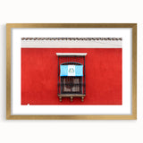 Extra large abstract art print featuring textured scenery of Central America, in gold frame, ideal for living room decor.