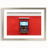 Textured abstract art print of a Central American landscape in muted earth tones on a framed silver mat.