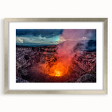 Textured abstract art print depicting a Central American landscape in earthy tones, framed with a silver mat.