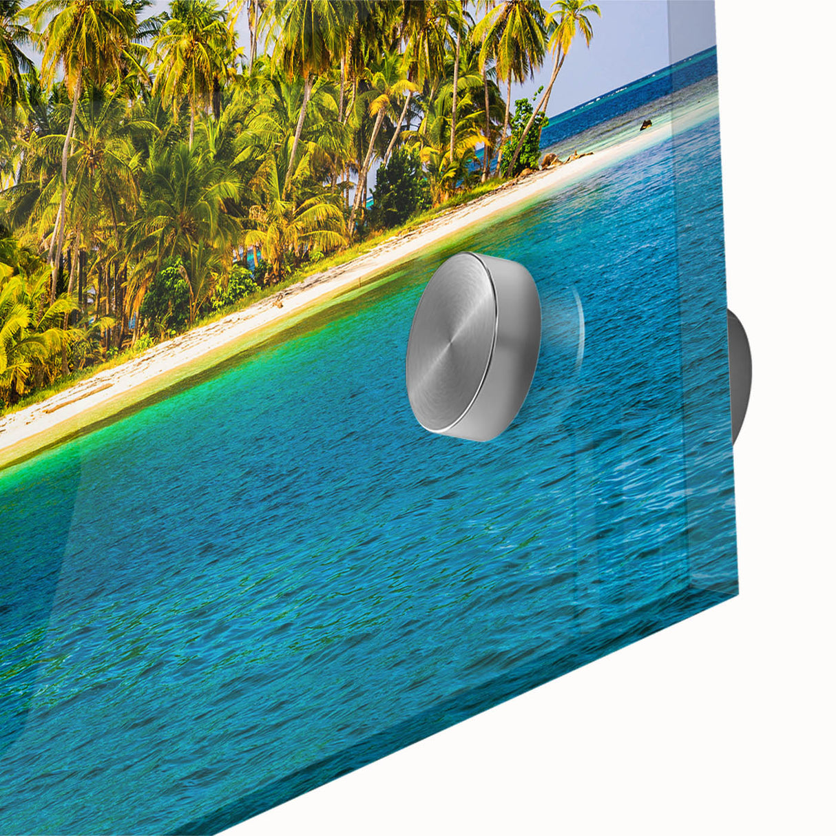 Mid-century modernist abstract landscape in muted earth tones on acrylic glass, ideal for dining room art.