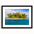 Abstract art print featuring vibrant, colorful textures of a Central American scenery, framed in black.