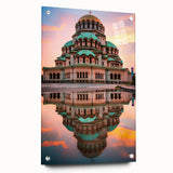 Acrylic glass print of a European Bulgarian landscape, featuring soft pastel colors, ideal for bedroom or dining room decor.