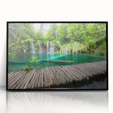 Large abstract wall art of a Croatian landscape in muted earth tones on a framed acrylic.