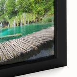 Black wall art featuring a textured Croatian landscape in vibrant colors on a framed canvas, ideal for living room decor.