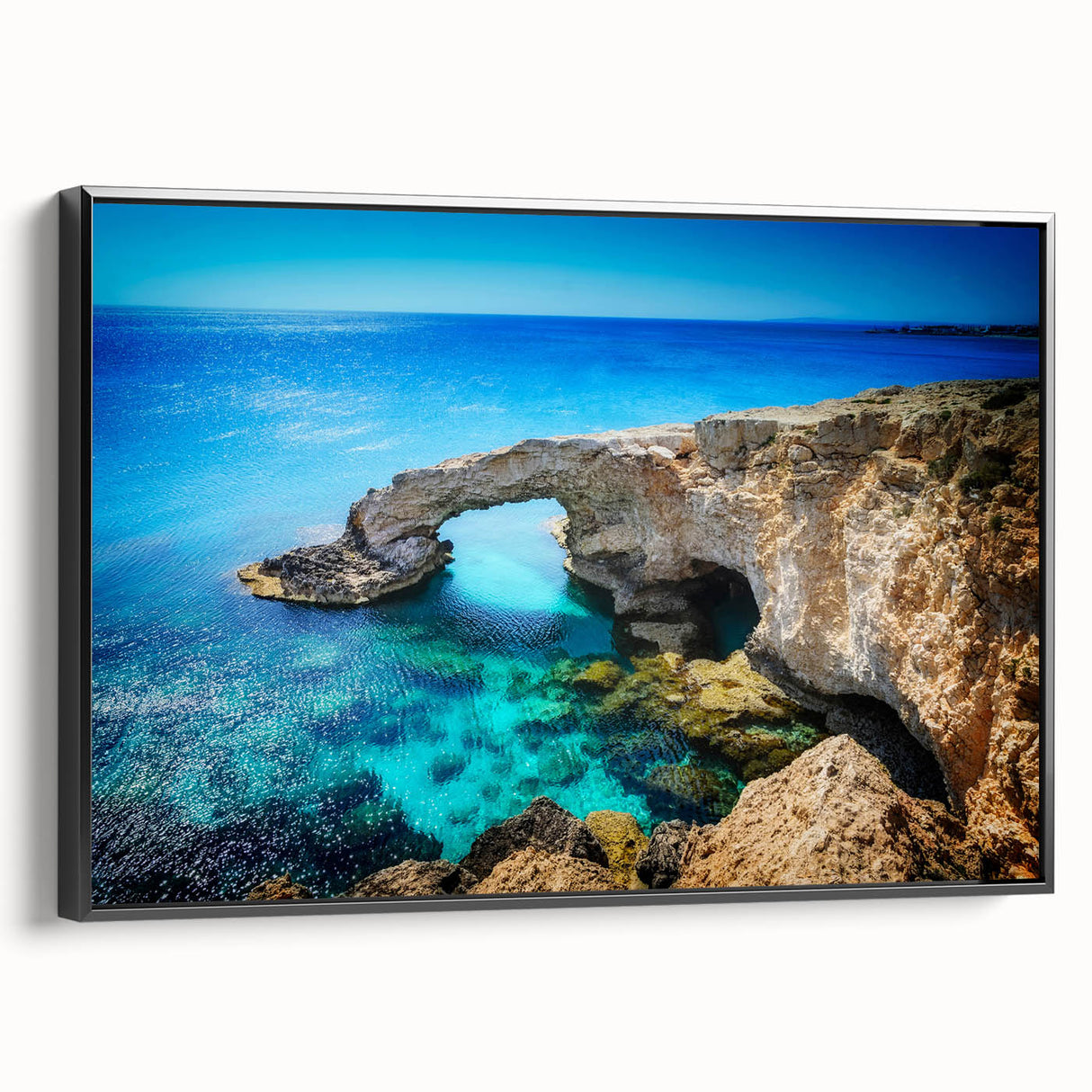 Black and white framed canvas of a vintage European landscape, ideal for bedroom wall art.