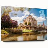 Acrylic print of a large abstract depiction of Bath, England in muted blue and gray tones.