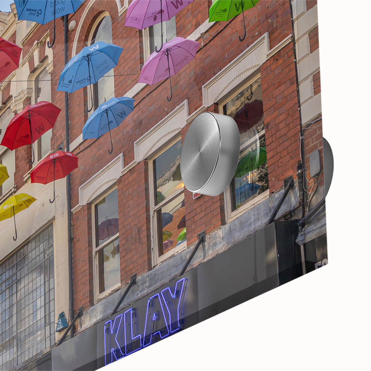 Large abstract wall art depicting Piccadilly, England in mid-century modernist style on acrylic glass.