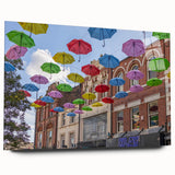 Acrylic print of Piccadilly, England scenery in muted earth tones, suitable as large bedroom or dining room art.