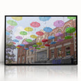 Large abstract wall art of Piccadilly, England in muted gray and black tones on framed acrylic.