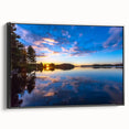 Black and white landscape art painting of a Finnish scenery on framed canvas, ideal for bedroom wall decor.