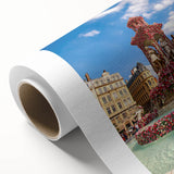 Art Deco poster of Lyon, France, featuring muted pastel hues on rolled canvas, ideal for nursery wall art.
