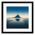 Colorful abstract art print of a European scenery in vibrant hues on a black-framed, matted canvas.