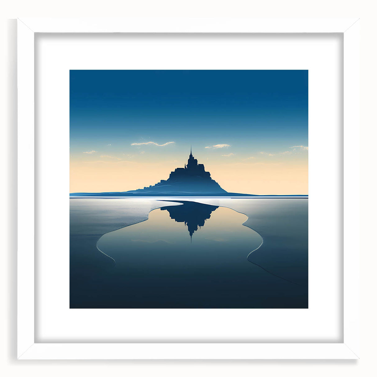 Textured art print of an abstract European scenery in muted earth tones, framed with a white mat, ideal for bedroom art.