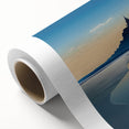 Art deco poster of a serene French landscape in soft pastel hues on rolled canvas, ideal for nursery wall art.