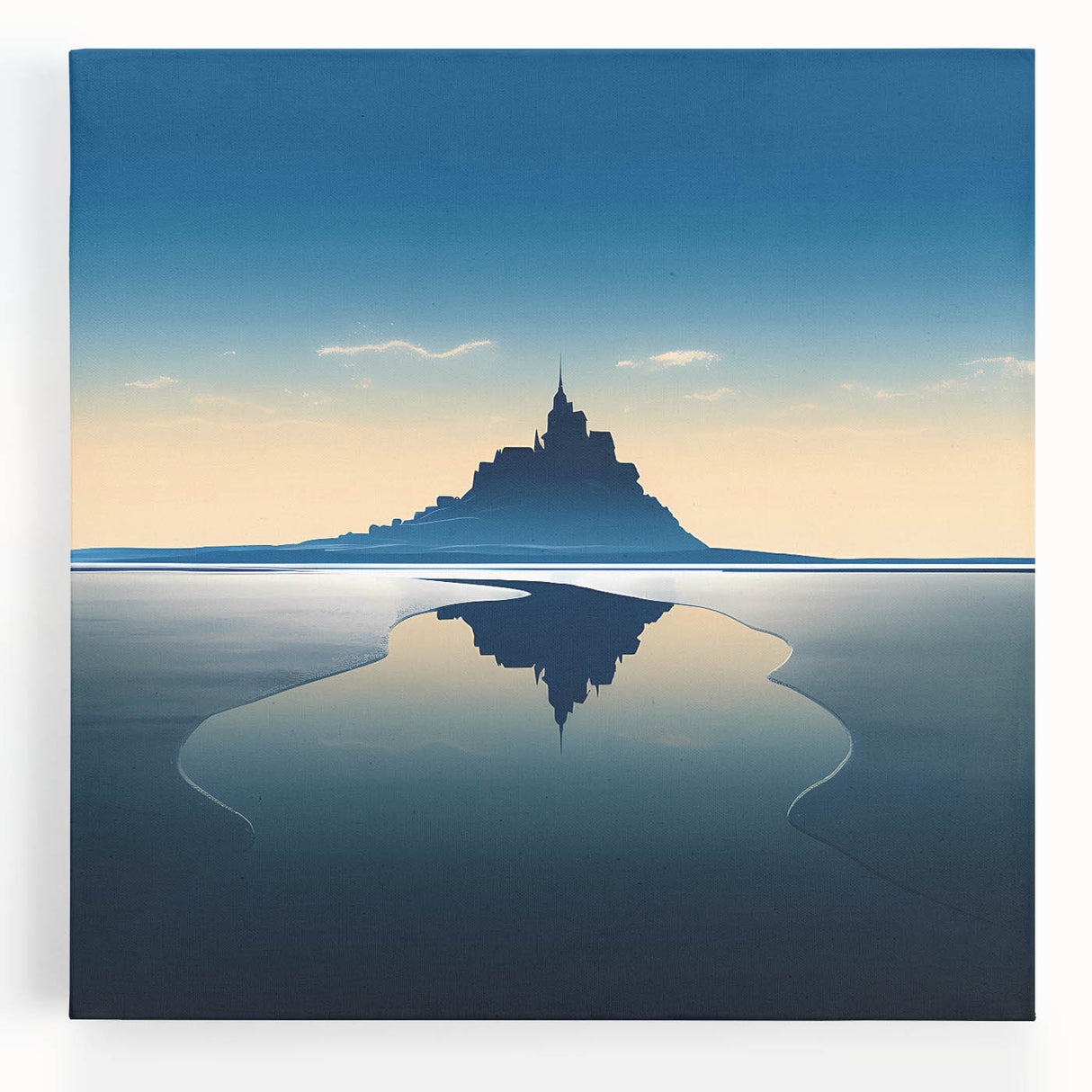 Black and white stretched canvas featuring a scenic view of a French village, ideal for kitchen wall art.