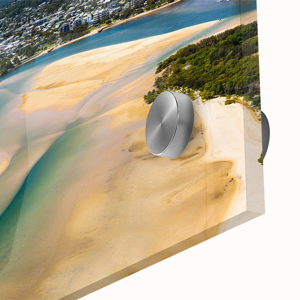 Large abstract wall art of Nice, France in muted blue tones on acrylic glass, suitable for dining room decor.