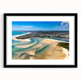 Colorful abstract art print of Nice, France, in vibrant hues on a large framed canvas, ideal for living room decor.