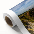 Art Deco poster of Normandy, France landscape in soft pastel shades on rolled canvas, suitable for nursery wall art.