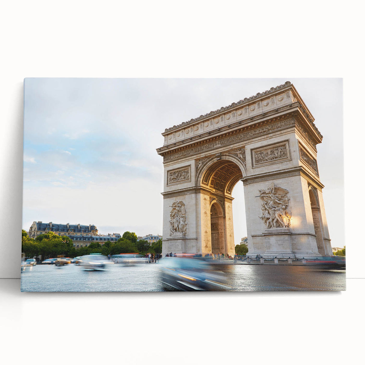 Black and white print of the Eiffel Tower on large stretched canvas, suitable for kitchen wall art.