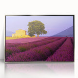 Large art print of a Provence, France scenery in muted earth tones on a framed acrylic, ideal for modern art wall decor.