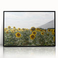 Large abstract wall art depicting a mid-century modernist scene in muted earth tones, framed in black acrylic.