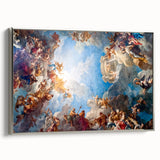 Framed canvas of a vintage-style landscape painting depicting the Versailles gardens.