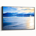 Black and white landscape art painting of Bavarian scenery on framed canvas, ideal for bedroom wall decor.