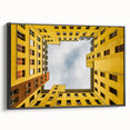 Black and white framed canvas of Berlin landscape, ideal for bedroom wall art in a vintage poster style.