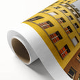 Art Deco poster of Berlin skyline in pastel shades on rolled canvas, ideal for nursery wall art.
