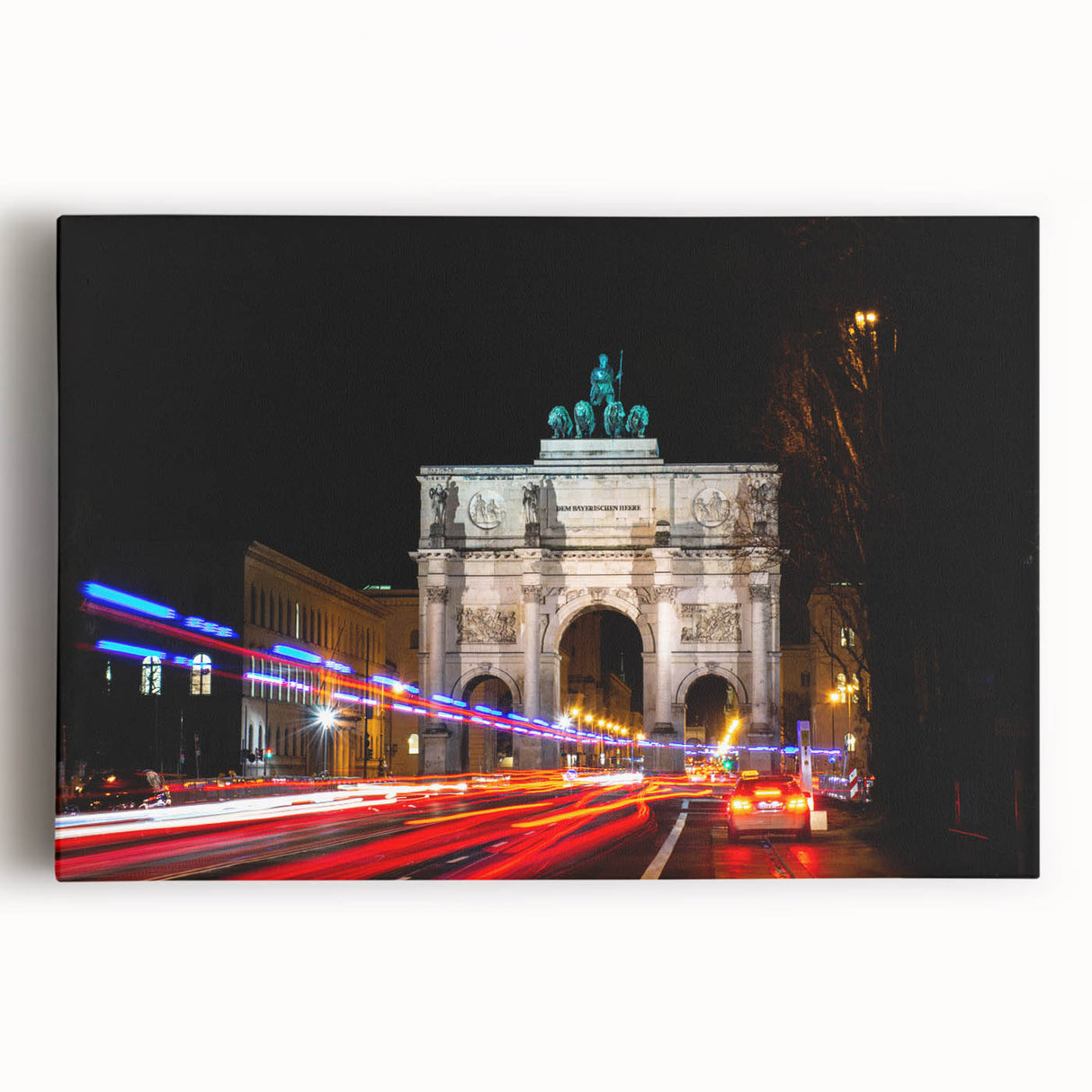 Black and white photograph of Munich skyline on stretched canvas, suitable as large kitchen wall art or for bedroom ambiance.