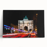 Black and white stretched canvas of Munich skyline, ideal for kitchen wall art.