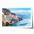 Extra large rolled print of a Crete, Greece scenery with vibrant floral accents, ideal for art wall dining room.