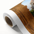 Art deco poster of Rhodes, Greece scenery in pastel shades on rolled canvas, ideal for nursery wall art.