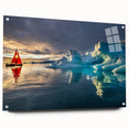 Acrylic print of a Greenland scenery in muted green and blue tones, suitable for bedroom or dining room decor.