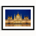 Extra large abstract art print featuring a colorful, textured European scenery on a black framed canvas.