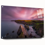 Acrylic print of a European landscape in muted earth tones, suitable for dining room decor.