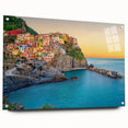 Acrylic print of Cinque Terre, Italy, in vibrant colors, suitable for bedroom or dining room decor.
