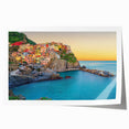 Rolled print of Cinque Terre scenery with vibrant coastal colors, ideal for dining room wall art.