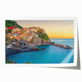 Rolled print of Cinque Terre scenery with vibrant coastal colors, ideal for dining room wall art.